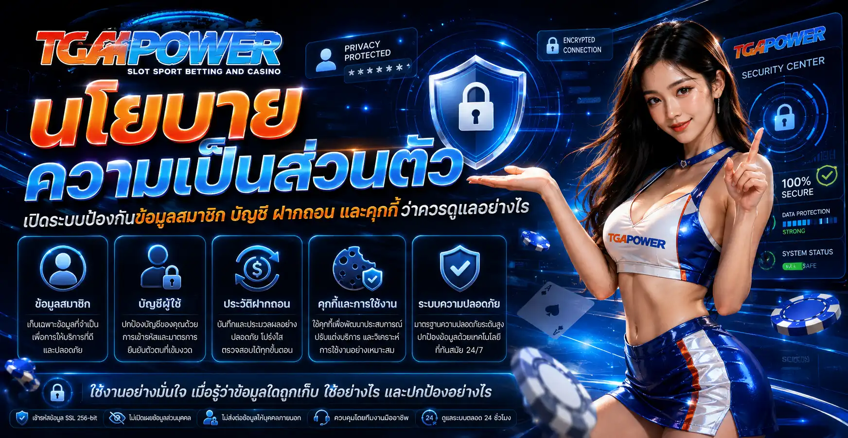นโยบายความเป็นส่วนตัว tgapower เปิดระบบป้องกันข้อมูลสมาชิก บัญชี ฝากถอน และคุกกี้ว่าควรดูแลอย่างไร