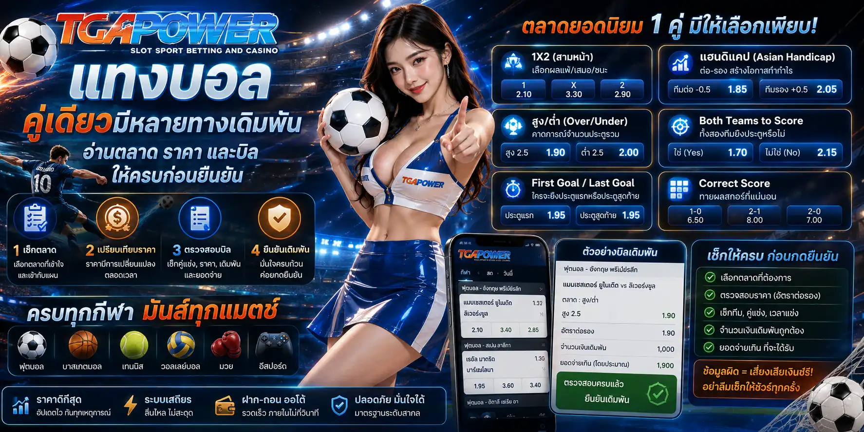 แทงบอล tgapower คู่เดียวมีหลายทางเดิมพัน อ่านตลาด ราคา และบิลให้ครบก่อนยืนยัน
